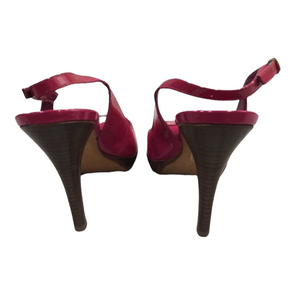 Aldo Women's Pink Peep Toe Slingback Platform Heels Patent Leather Pumps Size 7 - Picture 3 of 5